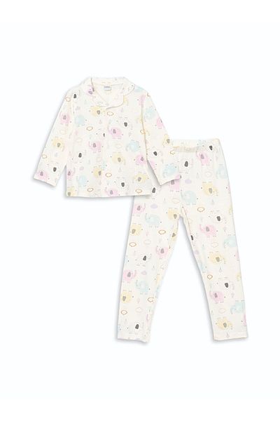 LC Waikiki Lcw Kids Shirt Collar Printed Girls Pajamas Set