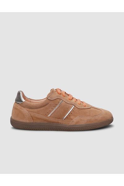 Cabani Light Orange Suede - 100% Genuine Leather Women's Sneakers with Laces