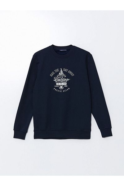 LC Waikiki Ανδρικό χοντρό φούτερ LCWAIKIKI Classic Crew με μακρυμάνικο εμπριμέ