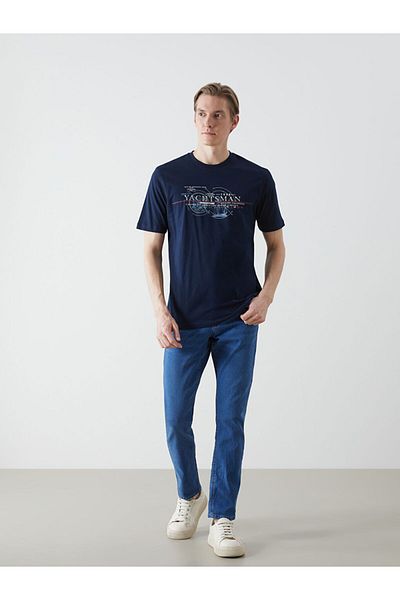 LC Waikiki LCWAIKIKI Klassisches, kurzärmliges, bedrucktes Herren-T-Shirt aus gekämmter Baumwolle mit Rundhalsausschnitt