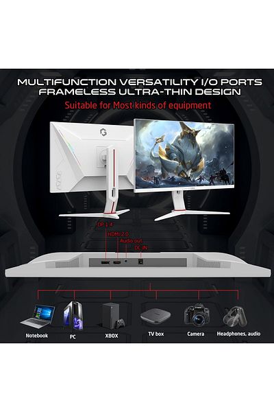 GAMEON GOA27FHD180IPS Artic Pro-Series, White Gaming Monitor 27 Inch, 1920x1080p FHD IPS Panel