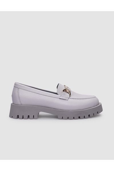 Cabani Gray Buckle Detailed 100% Genuine Leather Women's Casual Shoes