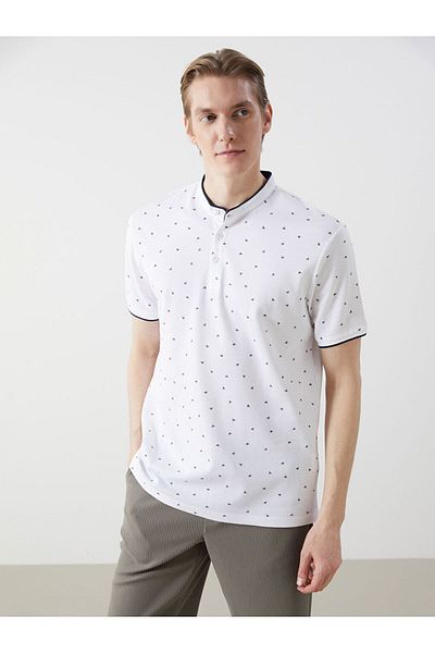 LC Waikiki Tricou pentru bărbați, cu model, cu mânecă scurtă, guler judecător LCW