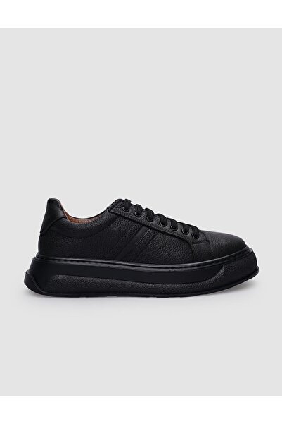 Cabani Black Genuine Leather - 100% Lace-up Women's Sports Shoes