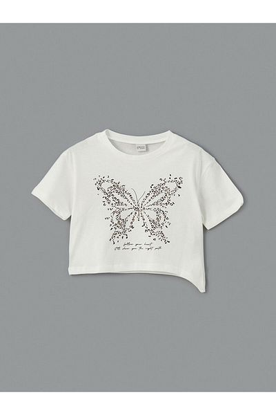 LC Waikiki Tricou pentru fete cu decolteu rotund de sezon nou - S5JD01Z4