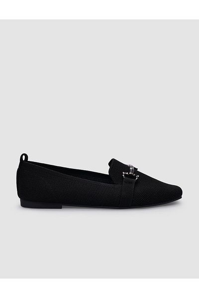 Cabani Women's Black Knitwear Casual Shoes with Buckle Detail