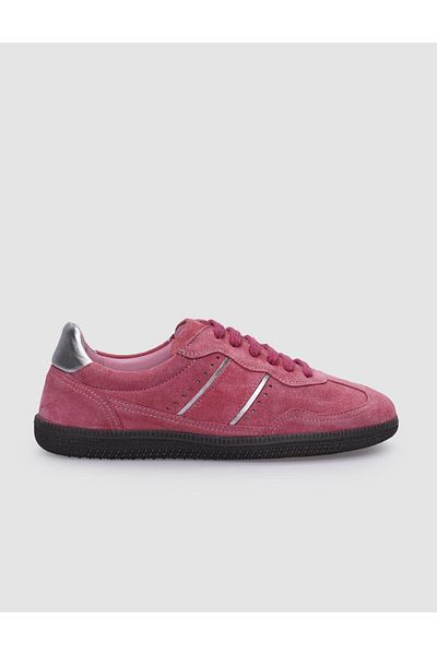 Cabani Pink Suede 100% Genuine Leather Women's Sneakers - Lace-up