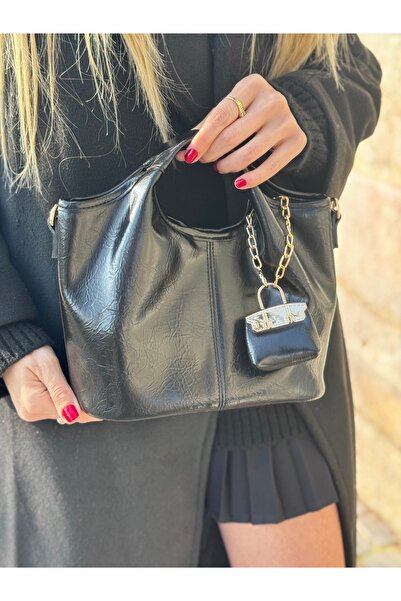 mèche atelier since 2024 Geanta din piele neagra - cu geanta pentru catelusi,...