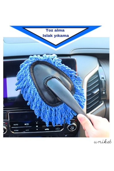 UNIKAT Mop manual pentru pasta, mini perie de curatare cu microfibra pentru praf si curatare umeda-suga, 1 bucată, albastru