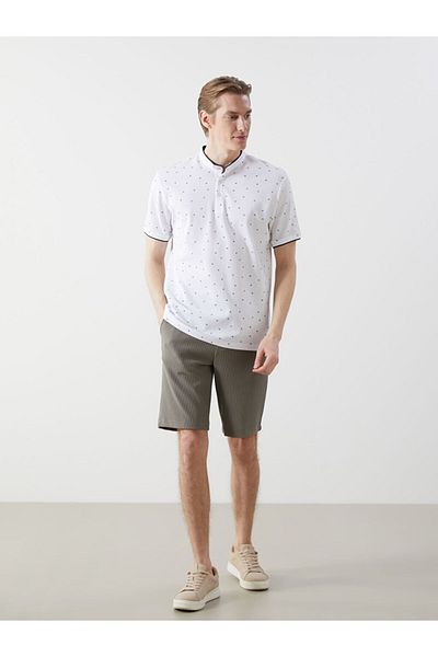 LC Waikiki Tricou pentru bărbați, cu model, cu mânecă scurtă, guler judecător LCW