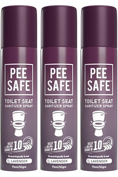 Pee Safe بخاخ مطهر لمقعد المرحاض من PeeSafe - 75 مل (عبوة من 3 قطع، برائحة اللافندر) | يحمي من 99.9% من الجراثيم | مزيل للرائحة