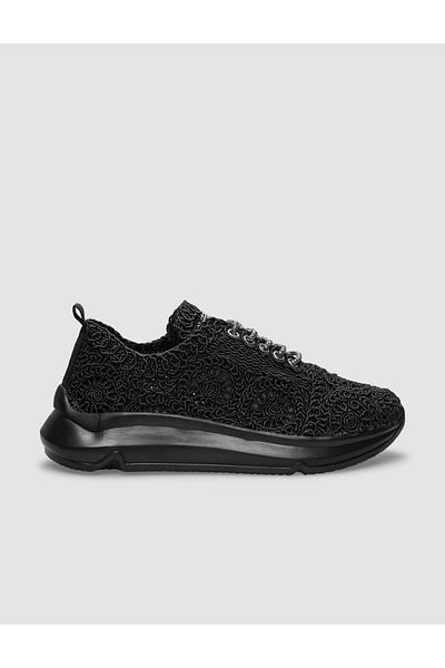Cabani Knitwear Black Round Motif Women's Sports Shoes