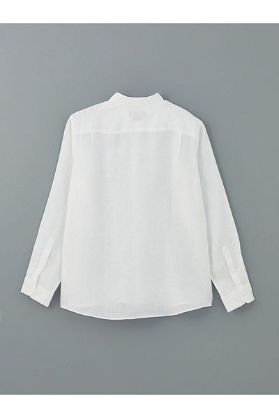 LC Waikiki Ανδρικό λινό μακρυμάνικο πουκάμισο SOUTHBLUE Regular Fit