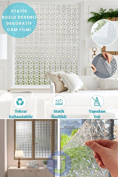 Technojet Film de acoperire din sticlă cu model mată statică pentru cabină de duș, birou, balcon, folie de decorare 60cmx100cm