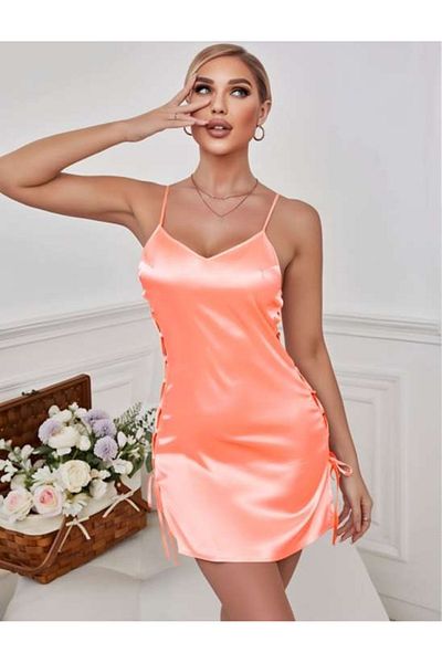 Bleu Petite Lace Detail Satin Fabric Stylish Nightgown