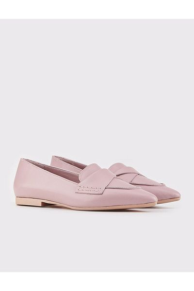 Cabani Genuine Leather Pink Women's Flat Shoes