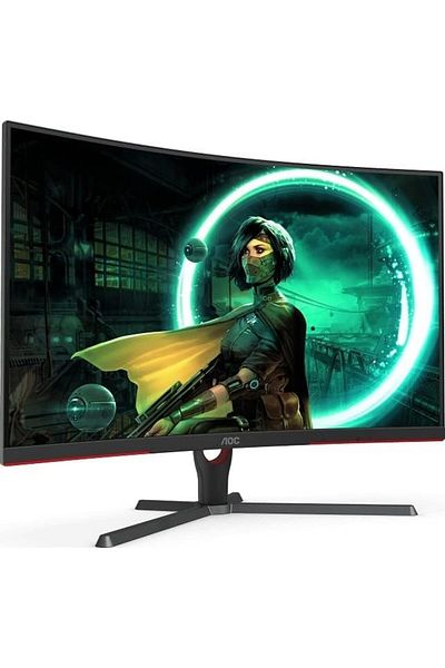 Aoc شاشة ألعاب منحنية مقاس 31.5 بوصة 1000R بتقنية FreeSync Premium المنحنية بمعدل تحديث 165 هرتز ومدة استجابة 1 مللي ثانية ووضع HDR بدقة 1920 × 1080 (FHD)