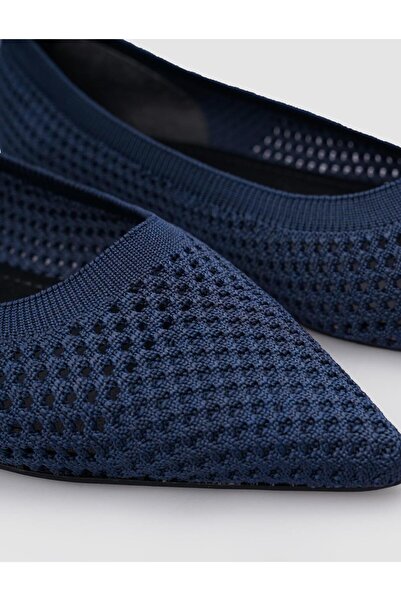 Cabani Balerini de damă tricotaj albastru petrol - Design cu vârf ascuțit