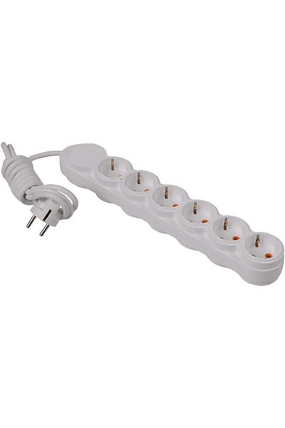 STOREMAX Svticaret 6-Piece 2 m Child Proof Grounded Socket White Mhm 1053513