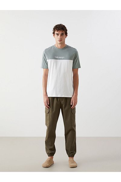 LC Waikiki Νέα σεζόν Crew Neck Κοντό μανίκι Color Block Combed Cotton Ανδρικό Tisort - S52745Z8