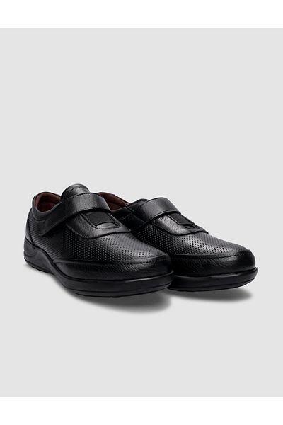 Cabani Black 100% Genuine Leather - Velcro Comfort Women's Shoes