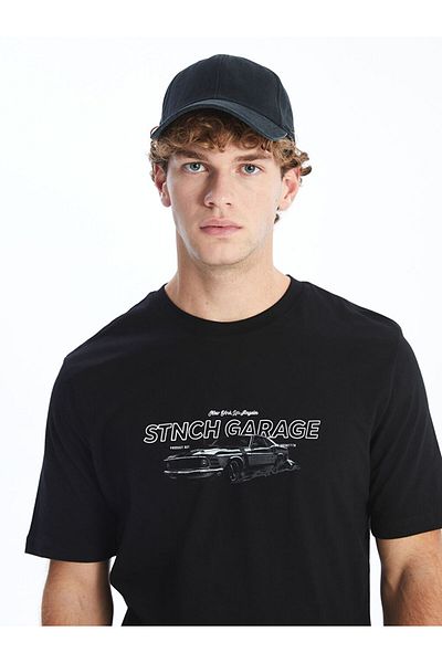 LC Waikiki New Season Crew Neck Κοντό μανίκι εμπριμέ χτενισμένο βαμβακερό ανδρικό Tisort - S55892Z8