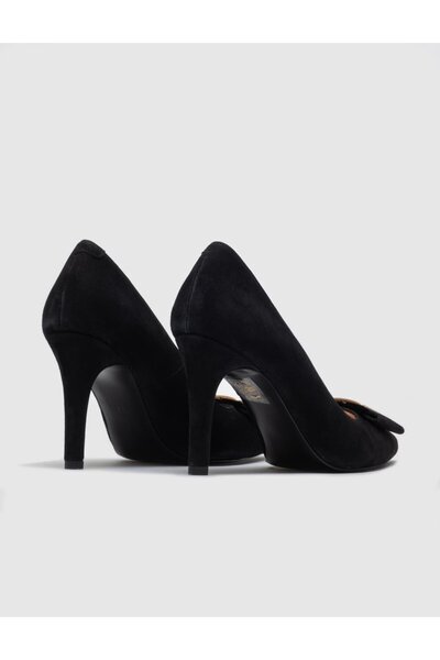 Cabani Genuine Leather Black Women's Heeled Shoes