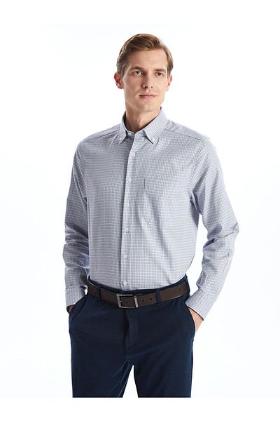 LC Waikiki LCW Regular Fit Long Sleeve Plaid Gabardine Men's Shirt