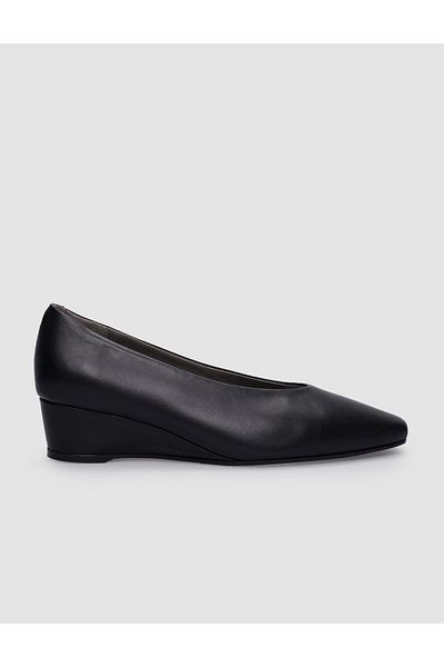 Cabani Black Genuine Leather Wedge Heeled Women's Shoes - 100%