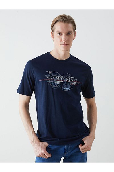 LC Waikiki LCWAIKIKI Klassisches, kurzärmliges, bedrucktes Herren-T-Shirt aus gekämmter Baumwolle mit Rundhalsausschnitt