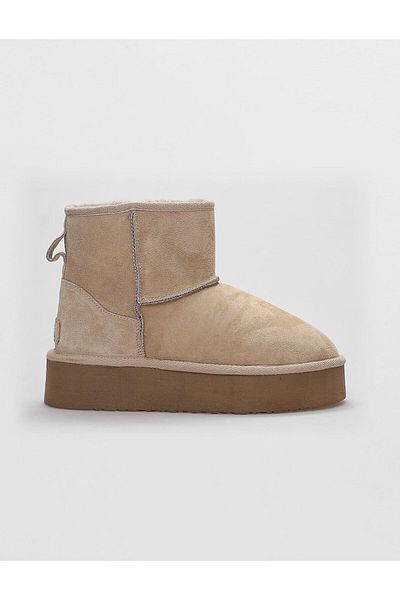 Cabani Genuine Leather Mink Nubuck Women's Boots with Fur Inside