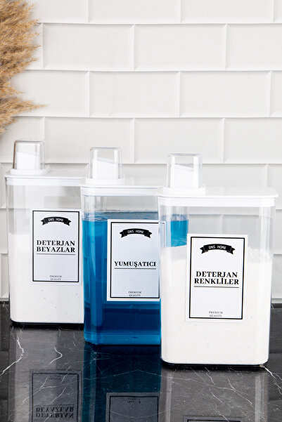 DNS HOME 3-Piece Detergent Storage Container Self-Scale Coloured Whites Softener Detergent Set 3000ml