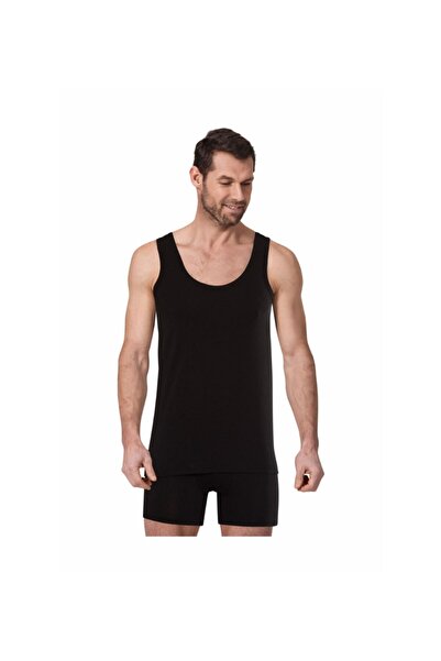 Alissa Erkek Pamuklu & Likralı Siyah Damat Çeyiz Atlet & Boxer Seti WU1O9K.K5A.