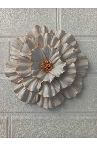 ZE DEKORASYON Dekoratif Duvar ve masa çiçeği-Ekru-16.5x16.5cm