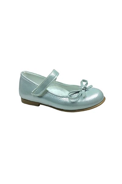 OrtopedikAL 1010 Emt Bebe - Shiny Silver Vk, Mustache Bow Evening Dress Girls' Shoes Fancy