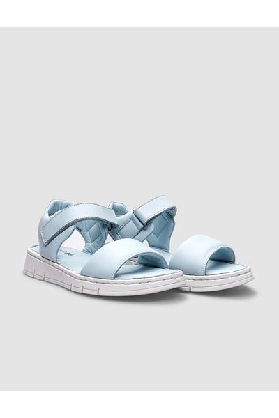 Cabani Sandale de damă 100% din piele naturală cu închidere cu velcro albastru
