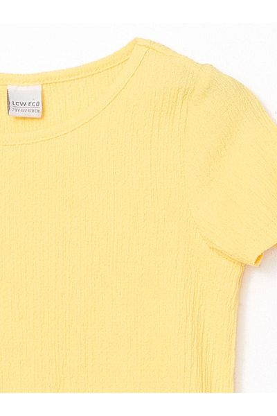 LC Waikiki New Season Crew Neck Textured Girls' T-Shirt - S5Ju87Z4