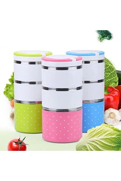 abnturk Aç Kapa Kulplu Puantiyeli 3 Katlı Paslanmaz Çelik Sızdırmaz Sefer Tas...