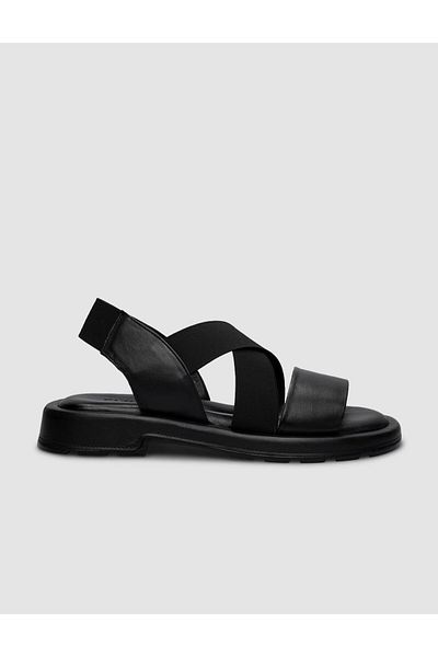 Cabani Black 100% Genuine Leather - Elastic Women's Sandals