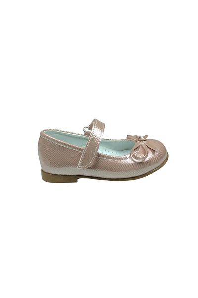 OrtopedikAL 1010 Emt Girls' Evening Dress Shoes - Baby Powder Vk, Shiny Ballerinas, Mustache Bow Fancy