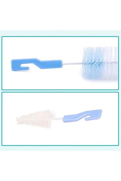 Primo Plus 2-piece Feeding Bottle Cleaning Brush Set With BPA-free and PP Food, Blue/white