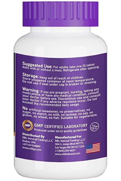NBL Natural بروبيوتيك 100 مليون، يدعم صحة الجهاز الهضمي والأمعاء، 120 قرصًا