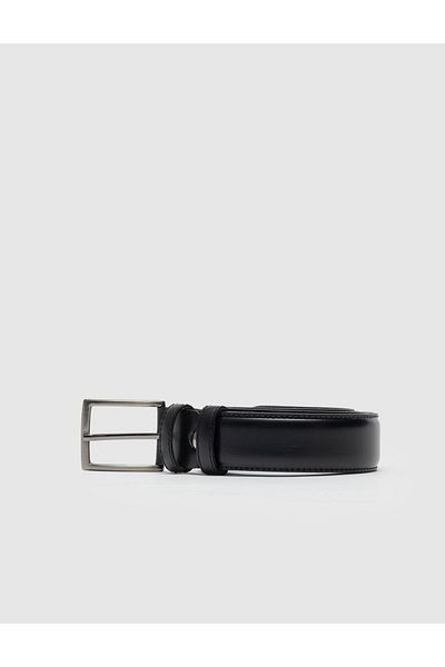 Cabani 100% Genuine Leather Men's Black 3.5 cm Stitched Classic Belt