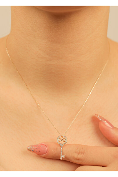 kuyumcu nurettin 1,90 gr (gram)  Anahtar Sonsuzluk Detaylı Taşlı  Kolye  45 c...