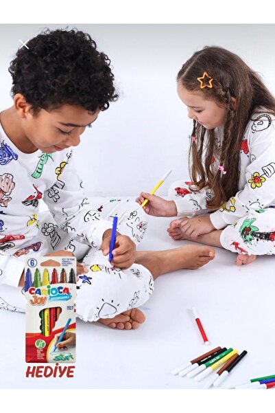 ZEYBERYAKİDS مجموعة Boyanabi ̇li ̇r Pi ̇jama | كيز أنا ذكر | قلم طلاء هدية ̇ ...