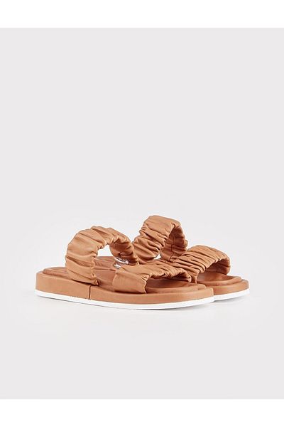 Cabani Papuci de damă din piele naturală bronzată