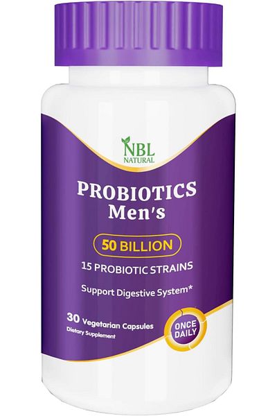 NBL Natural بروبيوتيك للرجال 50 مليار وحدة تشكيل مستعمرة 15 بروبيوتيك، 30 كبسولة