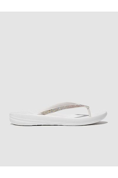 Fitflop Iqushion Sparkle R08 - Slapi albi pentru femei
