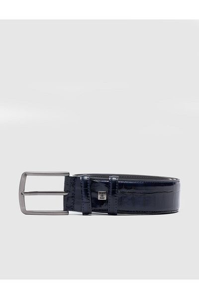 Cabani 100% Piele Veratică Croco Model 4 Cm Curea Albastră Bărbați