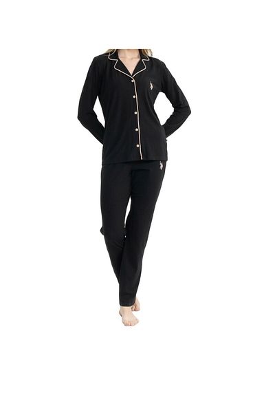 U.S. Polo Assn. Black Modal Cotton Length Placket Pajamas Set - Q.2U2.O1.K1K.1A